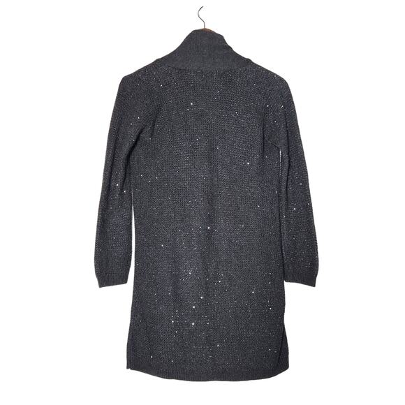 Victoria's Secret Long Open Cardigan Sweater Sequin Sparkle Grey Sz M Cozy Soft - Picture 3 of 13